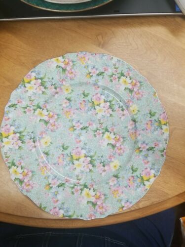 10" Twos Company Chintz Plate Pink, Yellow And Blue Flowers Shaped Edge #5