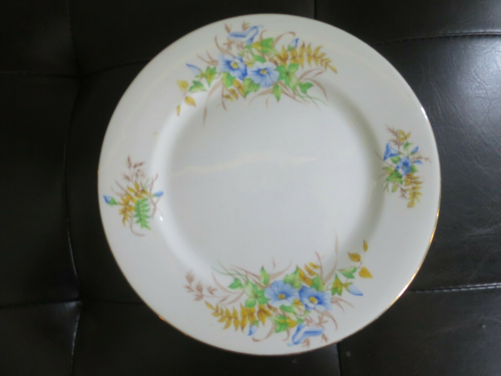 Clarence Fine Bone China Blue Floral Gold Rim 8 1/4" Plate Dish Luncheon