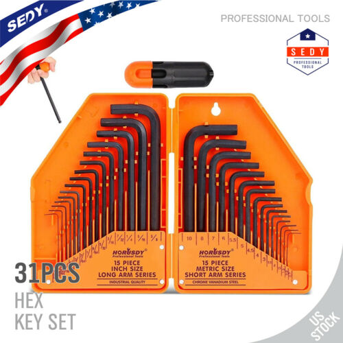 Allen Wrench Hex Key Set 31pc Set Metric & Sae Standard Short Long Arm Crv Steel