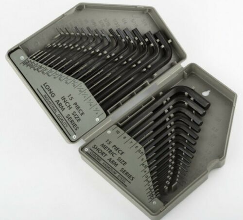 Allen Wrench Hex Key Set 30pc Sae Metric Long Short Arm With Case Free Ship New