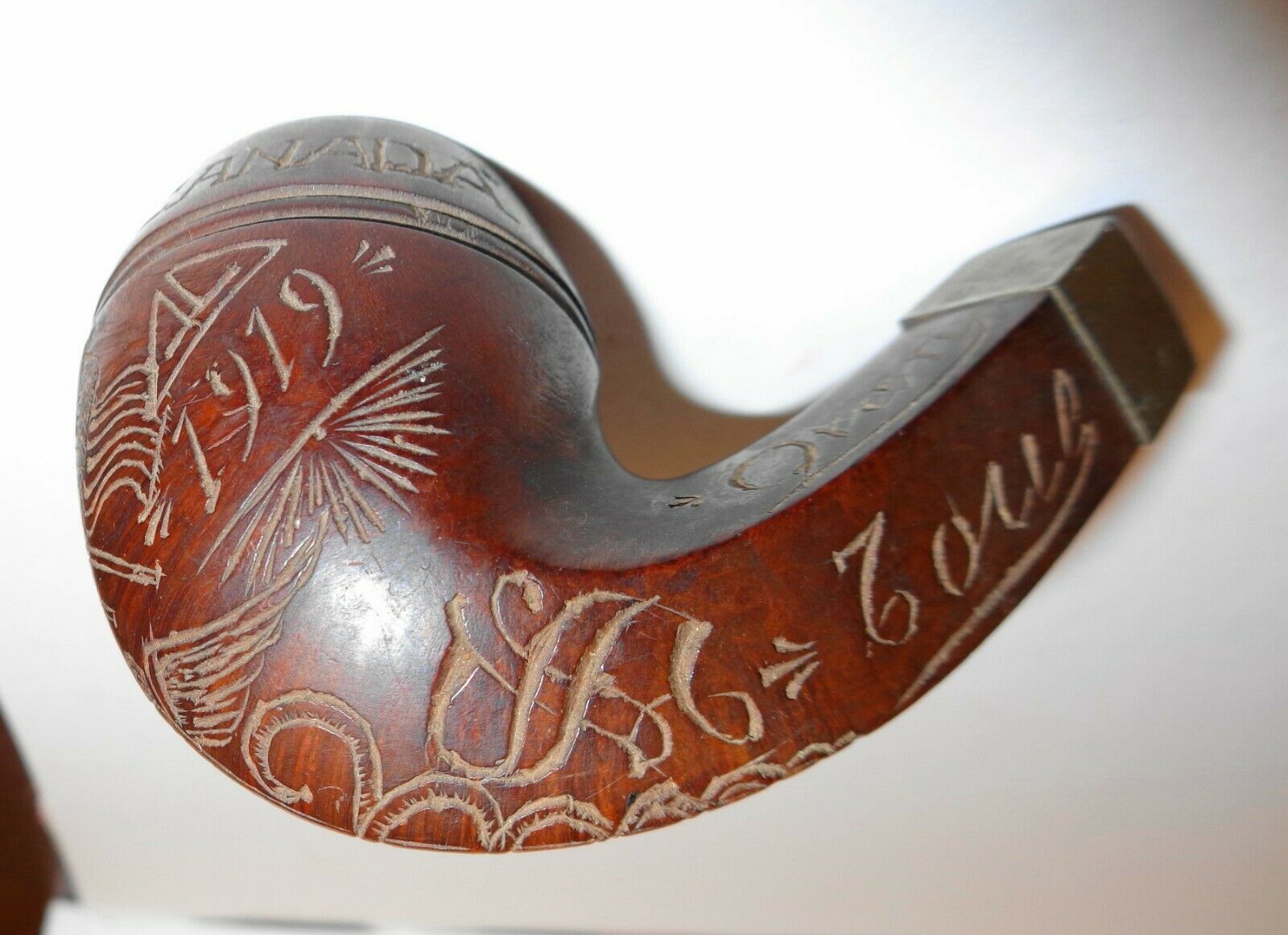Ww1 Soldier's Hand Carved Battle Wood Pipe Bowl