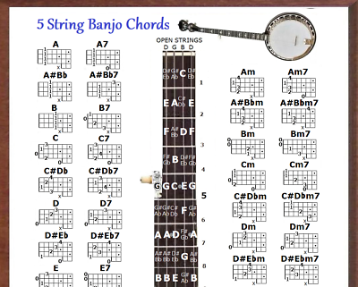 5 String Banjo Chords Chart - Small Chart