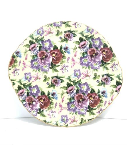 Purple Pansy Chintz Collection Serving Dish Royale Garden Staffordshire England