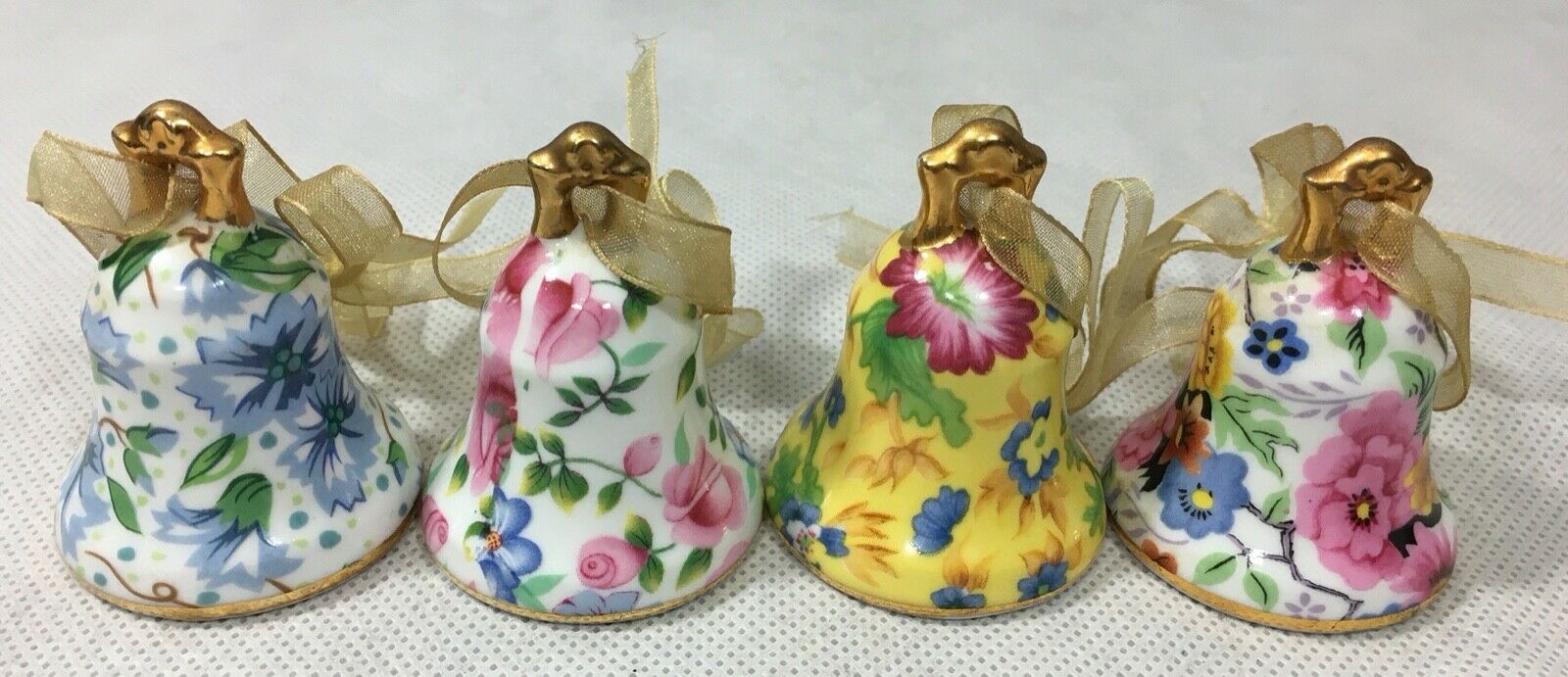 Two's Company Chintz Bell Set Of 4 Bells Ornaments Ainsley Jennifer Michelle